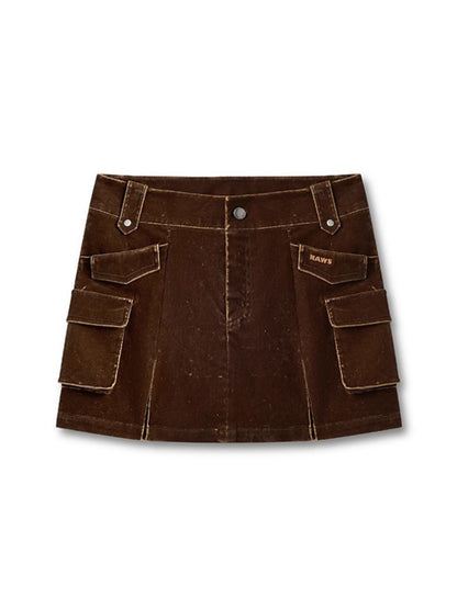 &quot;Rose Series&quot; Washed Denim Low-Rise Mini Skirt