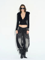 Fur Collar Zip Knit Jacket