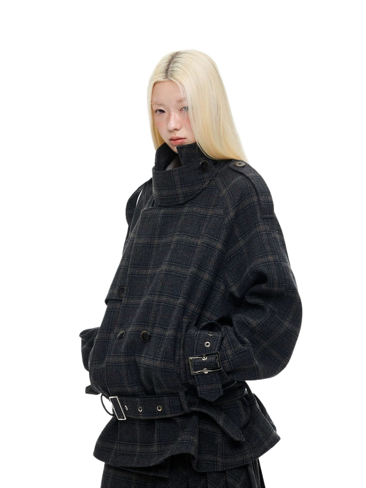 Vintage Plaid Wool Blend Jacket Set