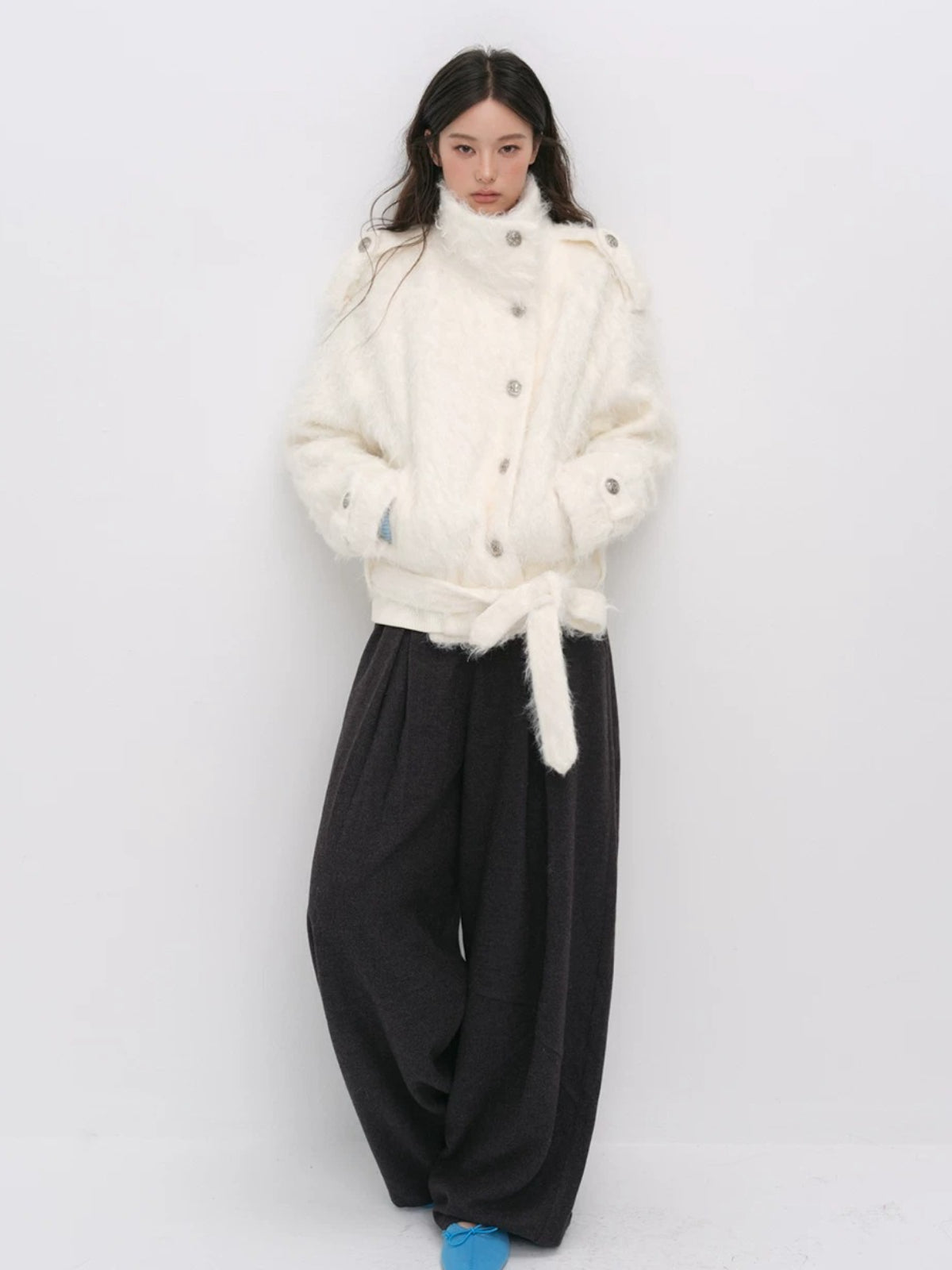 Faux Fur Belted Winter Jacket