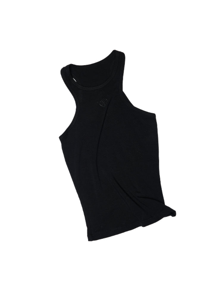 Basic Solid-Color Embroidered Slim-Fit Vest
