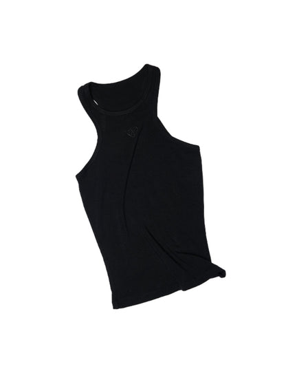 Basic Solid-Color Embroidered Slim-Fit Vest