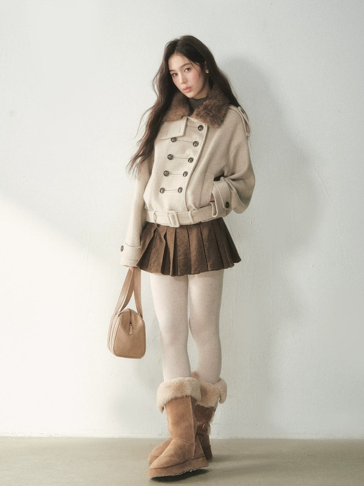 Double-Breasted Wool Cape Coat