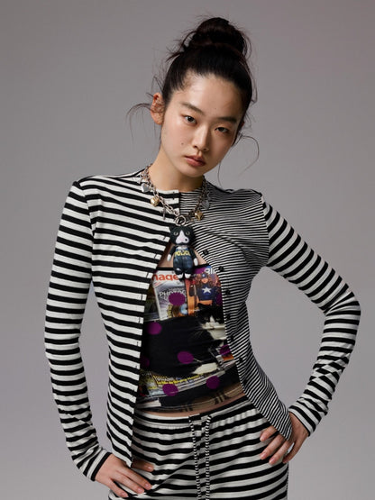 Double-Face Striped Knit 3-Piece Set