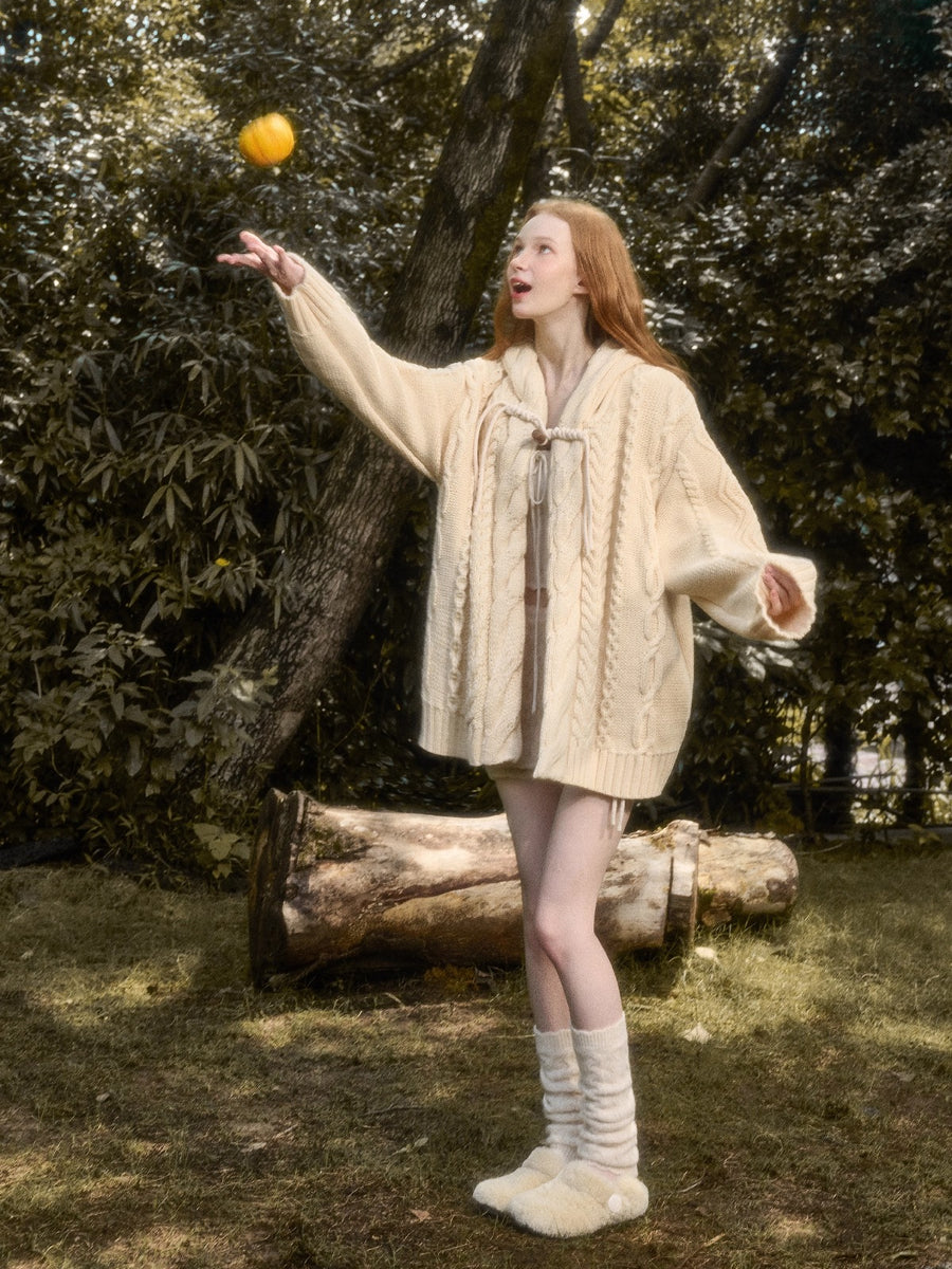 Snow Yarn Wool Chunky Knit Cardigan