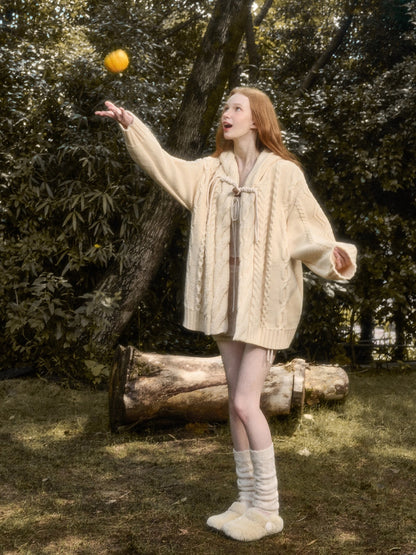 Snow Yarn Wool Chunky Knit Cardigan