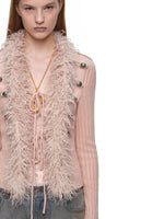 Napoleon Fur Collar Ribbed Cardigan