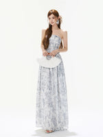 Gray Asymmetric Halter Top & Skirt Set