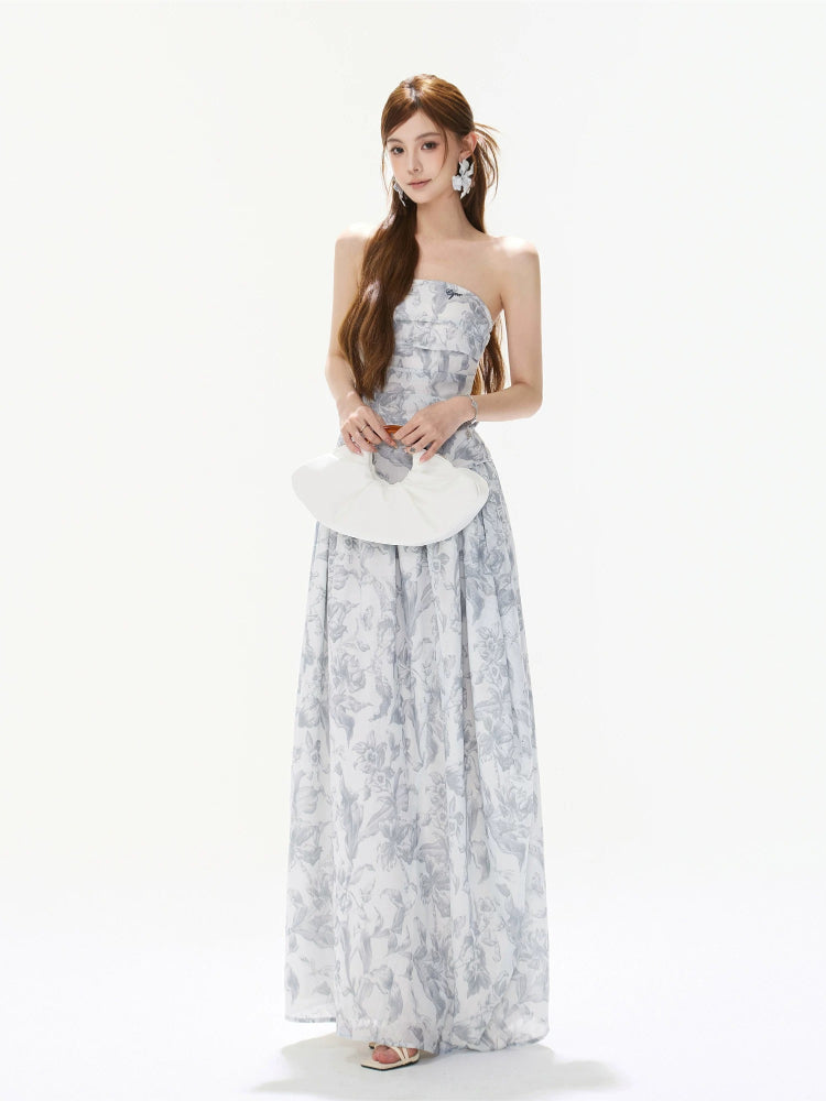 Gray Asymmetric Halter Top &amp; Skirt Set