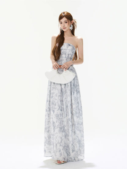 Gray Asymmetric Halter Top &amp; Skirt Set