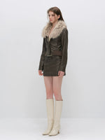 Vintage Bow PU Leather Skirt