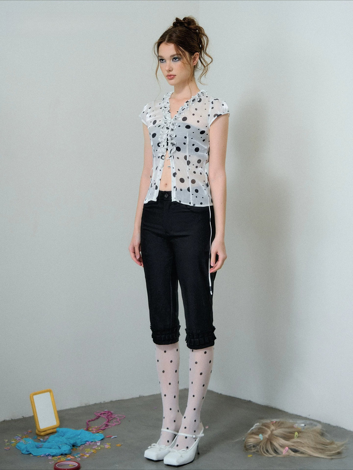 Black Lace Cropped Pants