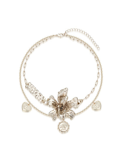 Metal Floral Layered Necklace