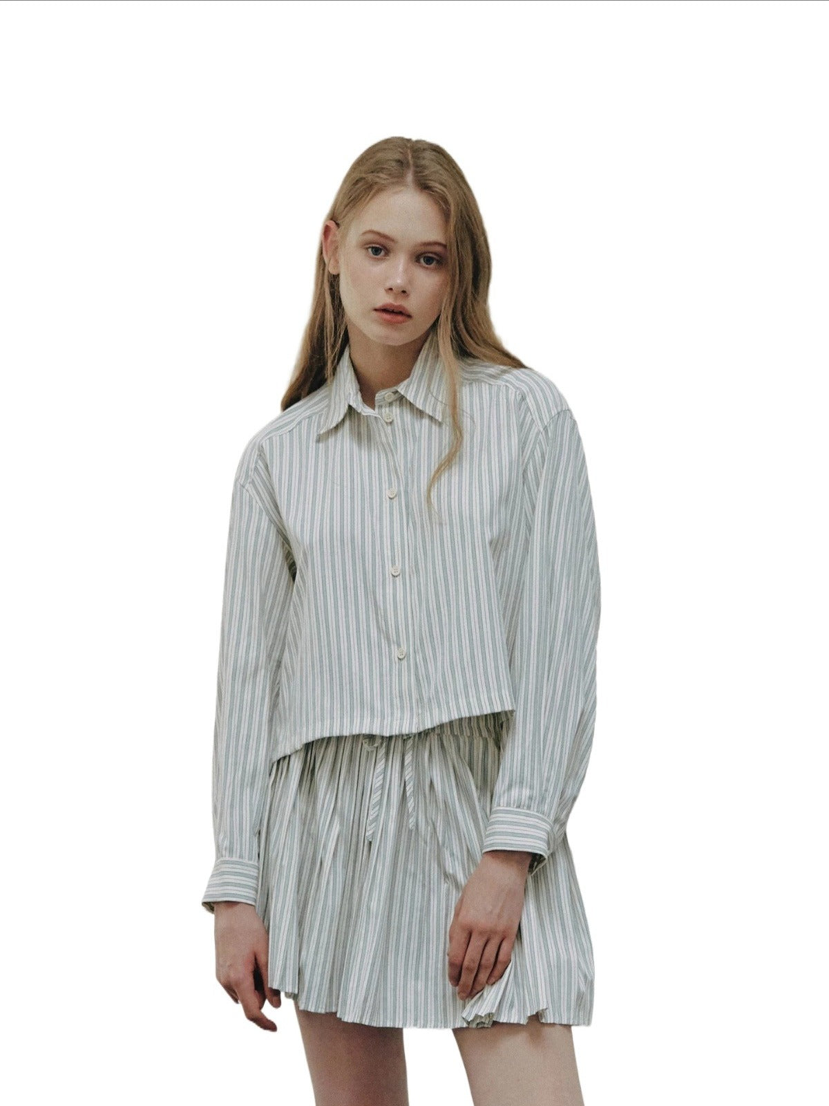 Striped Loose Shirt &amp; Skirt Set