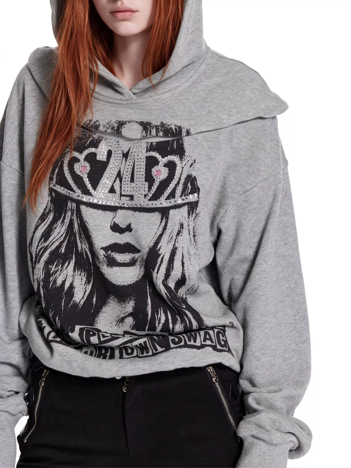 Rhinestone Print Hoodie