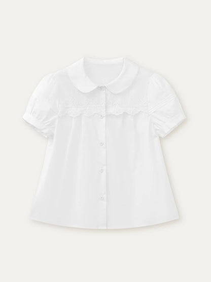 White Embroidered Shirt &amp; Skirt Set