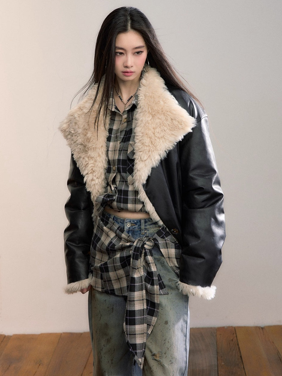 Reversible Faux Fur PU Jacket