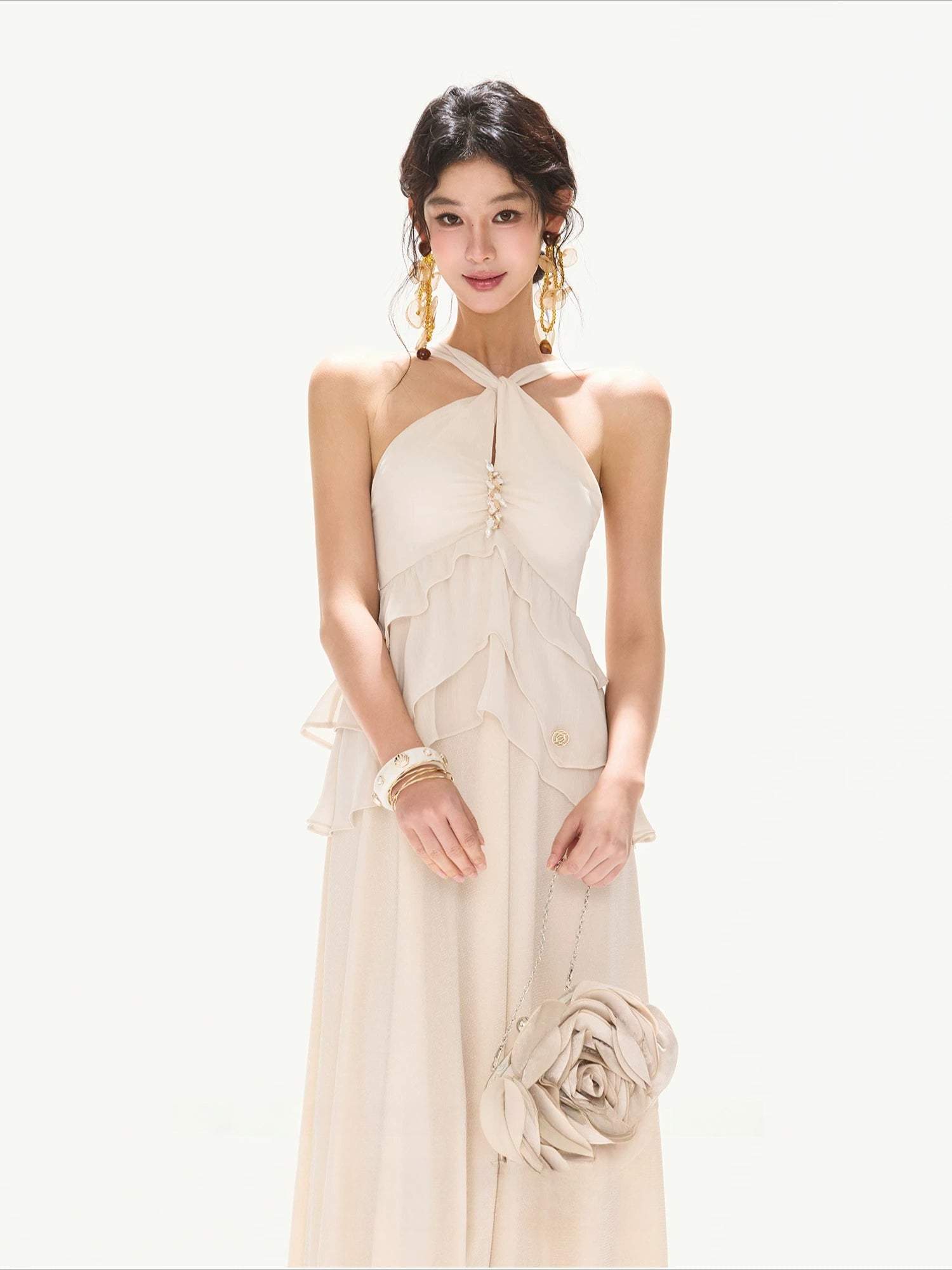 Embellished Chiffon Maxi Dress
