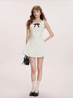 Flocked Bow A-Line Dress
