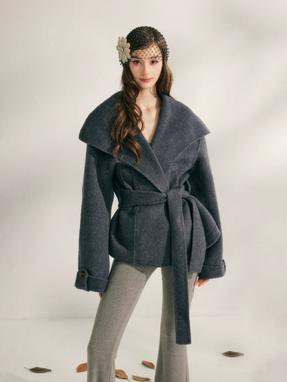 Wool Short Wrap Coat