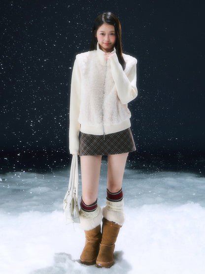 Apricot Faux Two-piece Knit Cardigan