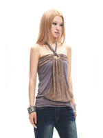 Y2K Contrast Ruched Halter Top