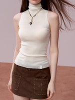 High Neck Sleeveless Knit Top