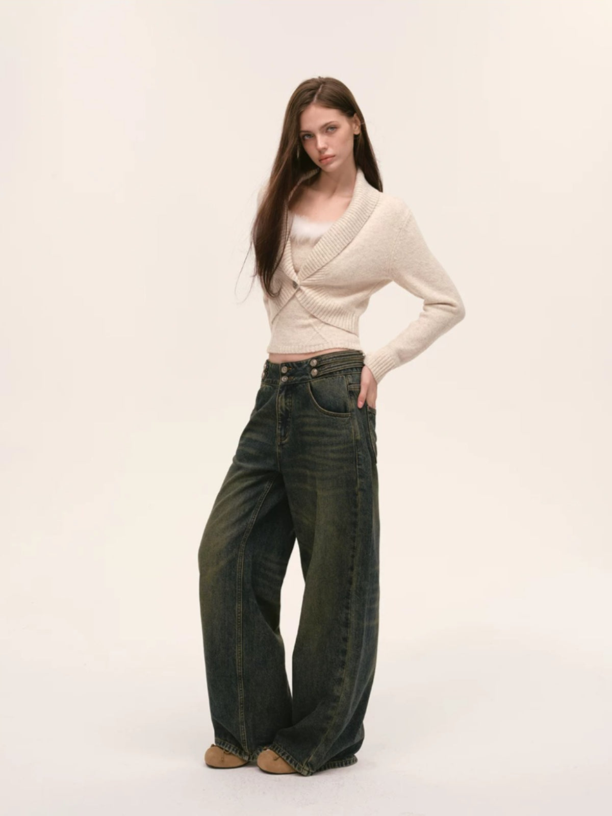 Fur Trimmed Camisole &amp; Cardigan Set