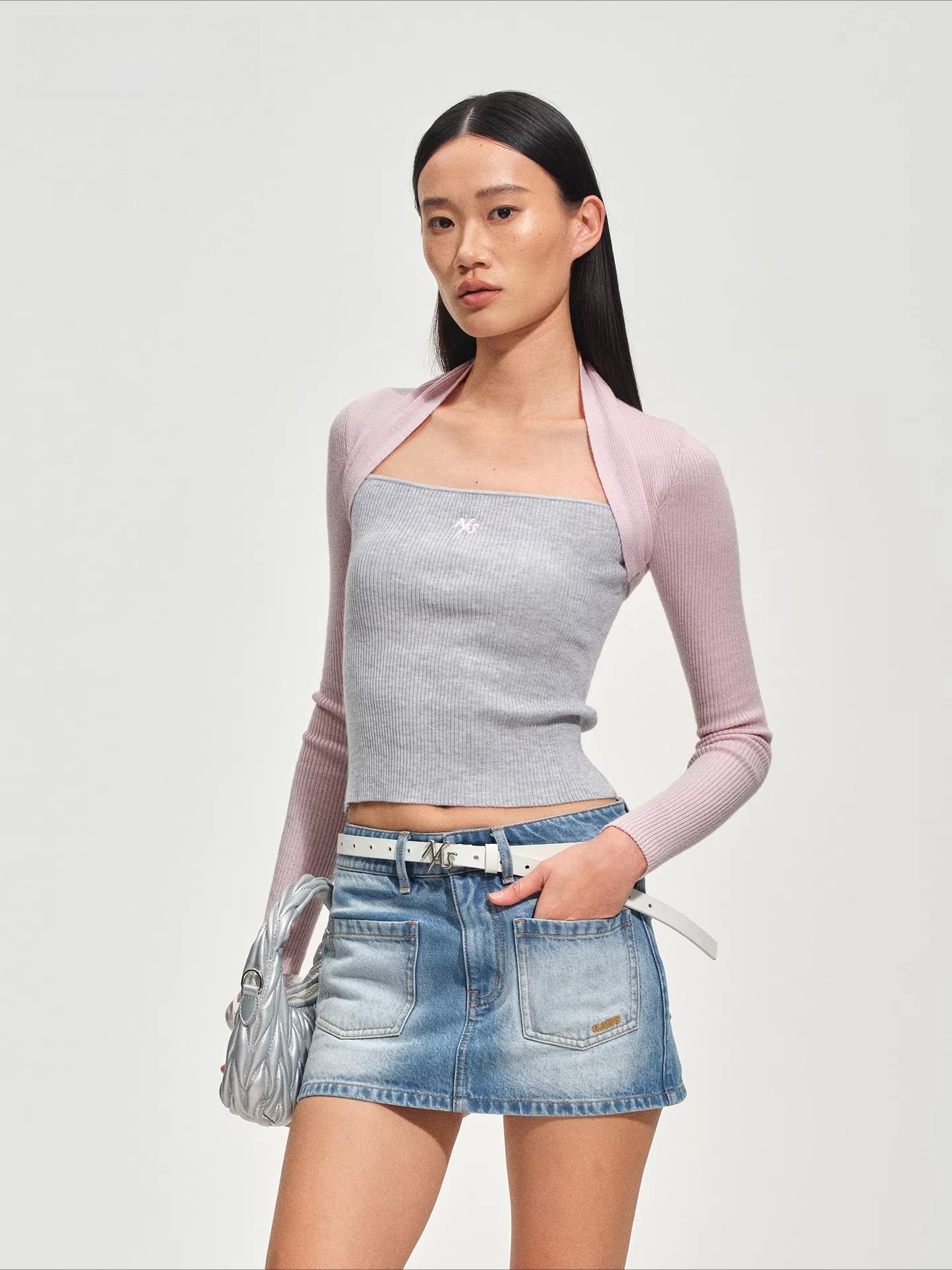 Aman Knit Colorblock Layered Sweater