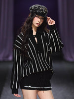Striped Knit Polo T-Shirt & Contrast Trim Skort Set