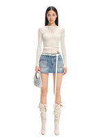 "Blue Ridge" V-Neck Openwork Knit Top