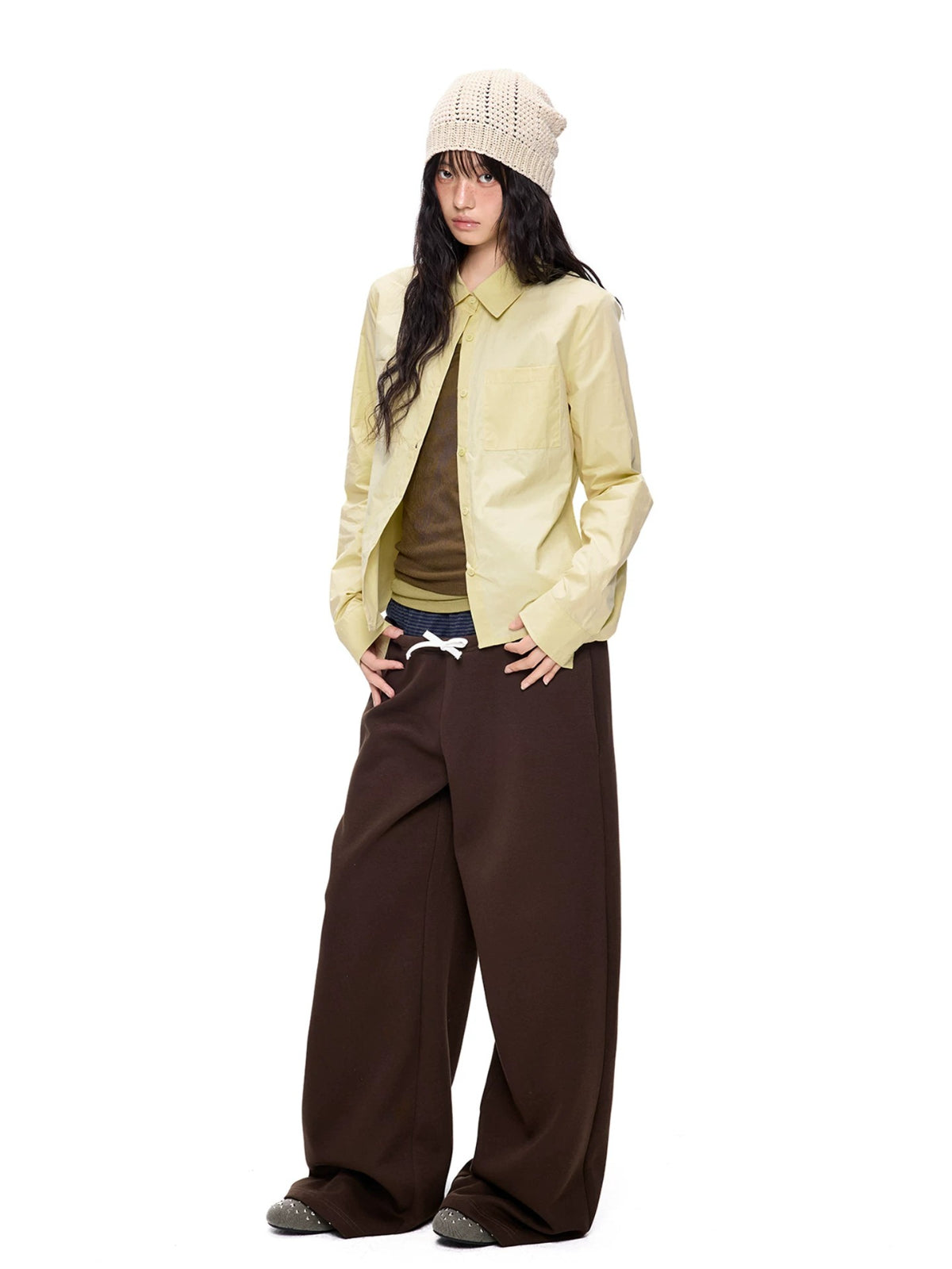 Polka Dot Contrast Waist Sweatpants