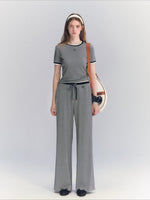 Contrast Trim Pants Set