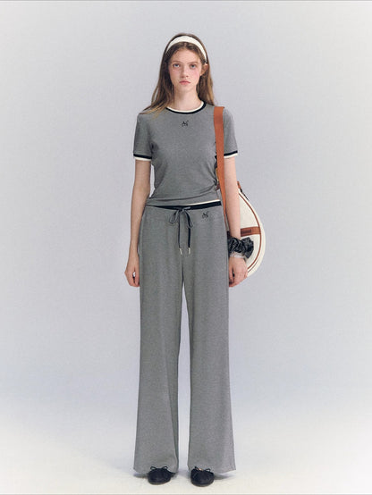Contrast Trim Pants Set