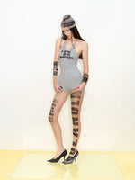 Letter Print Sheer Tights