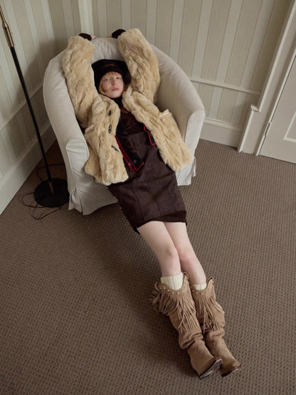 Rex Rabbit Patchwork Fur Jacket