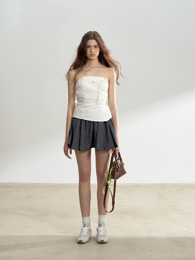 Sleeveless Off-Shoulder Lace Splicing Bustier