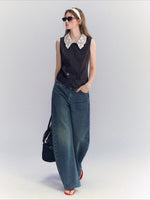 Vintage Washed Wide Leg Jeans