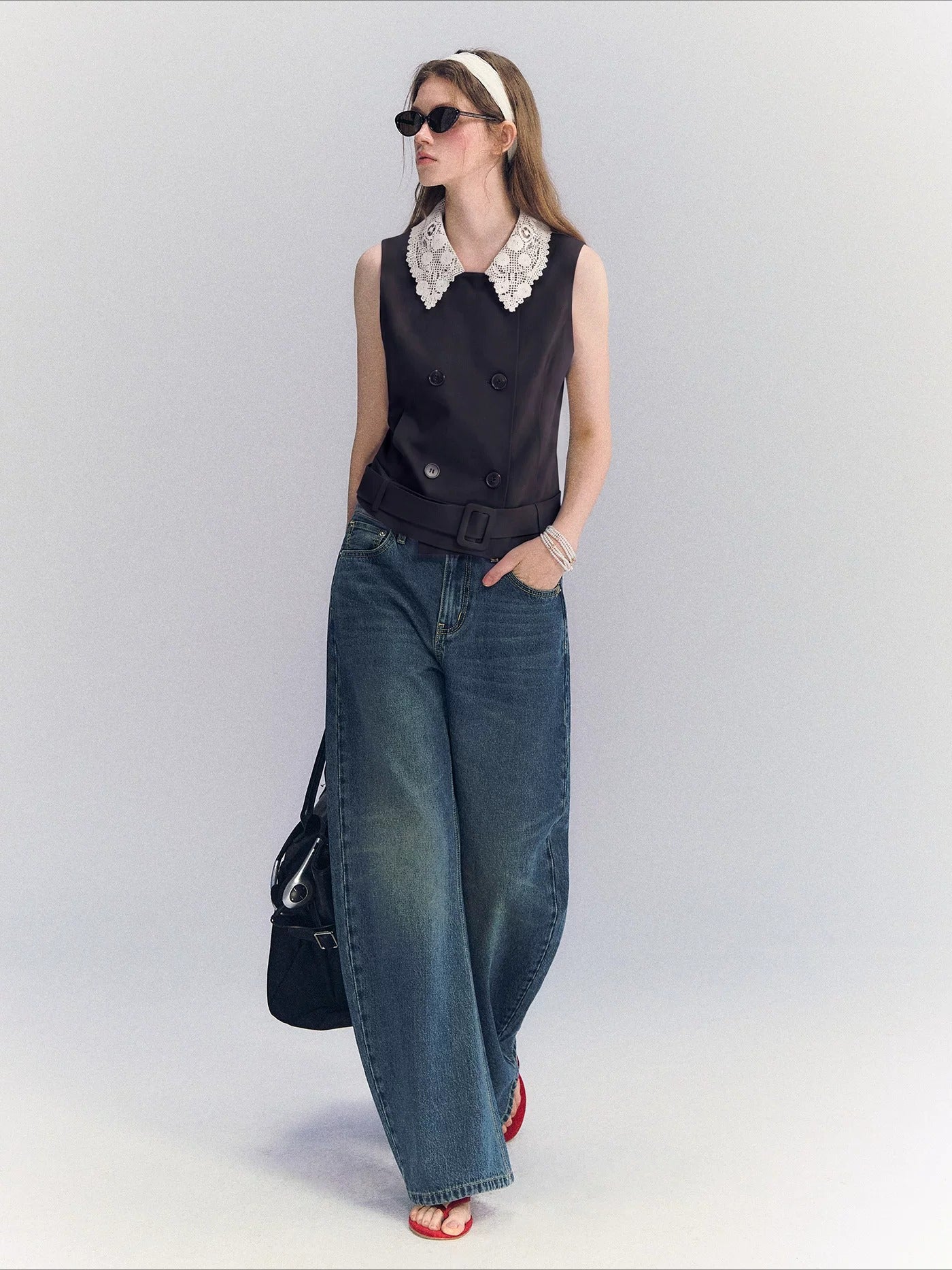 Vintage Washed Wide Leg Jeans