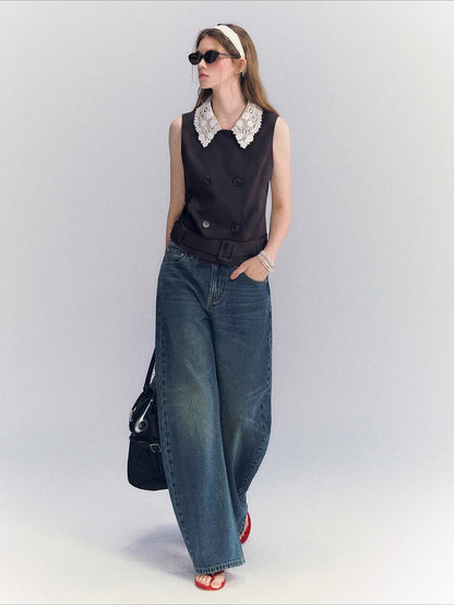 Vintage Washed Wide Leg Jeans