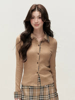 Plaid Trim Cardigan & Mini Skort Set