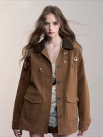 Brown Embellished Pocket Jacket