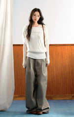 Asymmetric Cable Knit Sweater