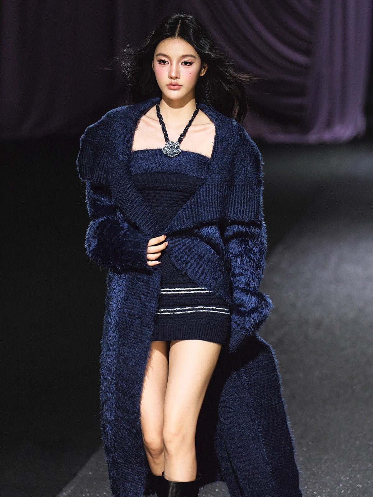 Knit Cardigan Colorblock Dress Set