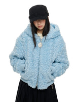Faux Wool Hooded Short Coat