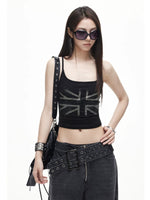 Cross Backless Rhinestone Tank Top
