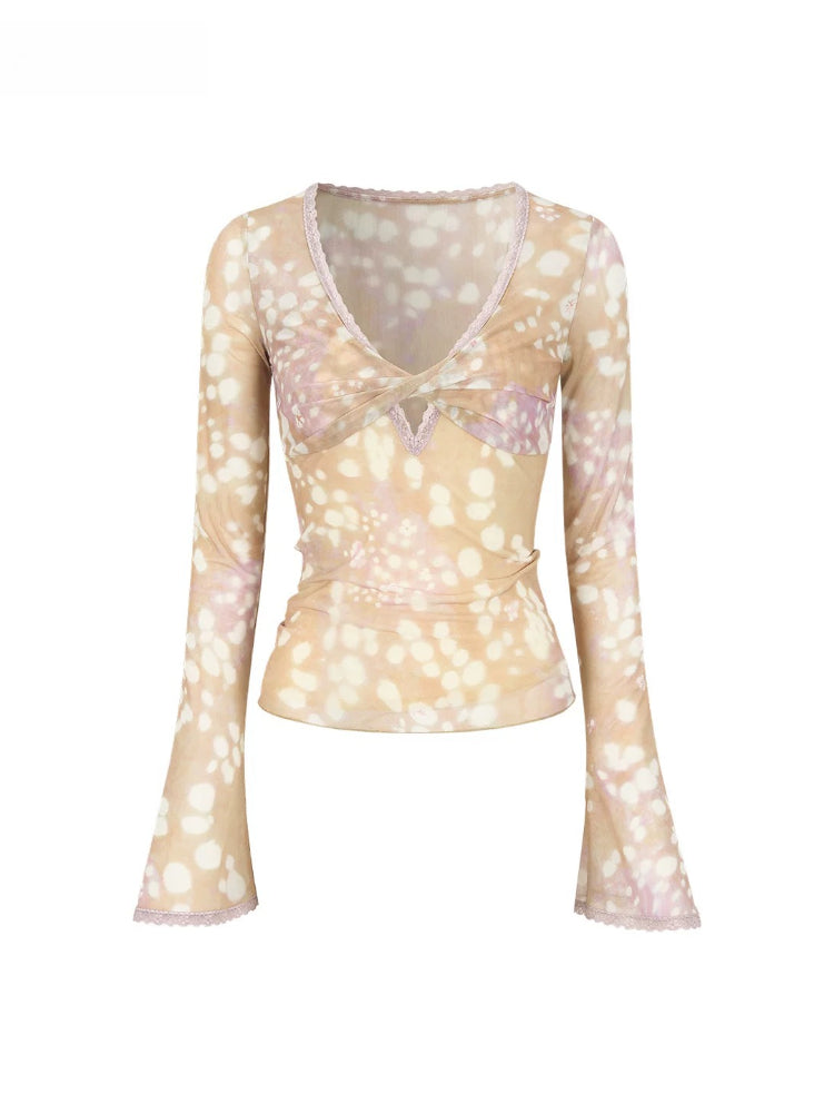 Deer Print Mesh Top