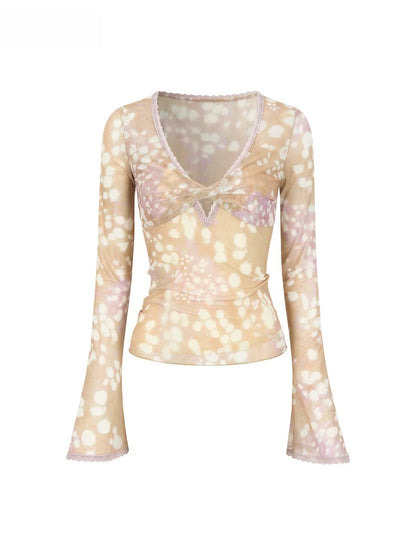 Deer Print Mesh Top