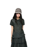 Polka Dot Collar Shirt & Skirt Set