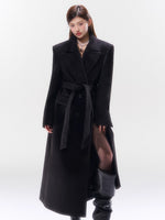 Hokkaido Wool-Blend Belted Lapel Long Coat